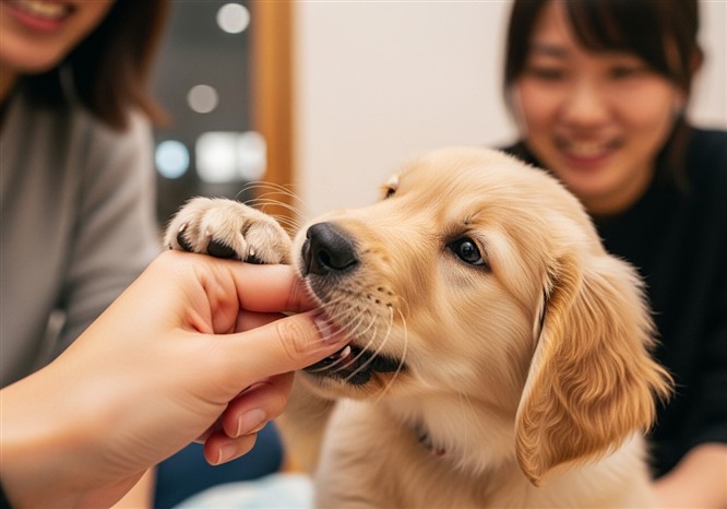 子犬の甘噛み