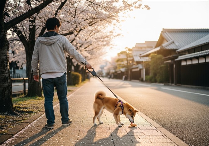 犬の拾い食い